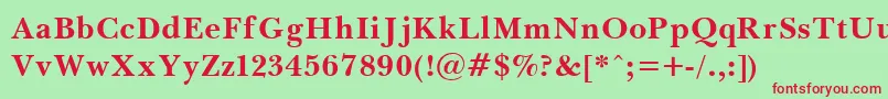 Baskerv7 Font – Red Fonts on Green Background