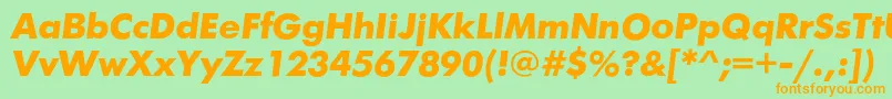 FuturiscBolditalic-Schriftart – Orangefarbene Schriften auf grünem Hintergrund