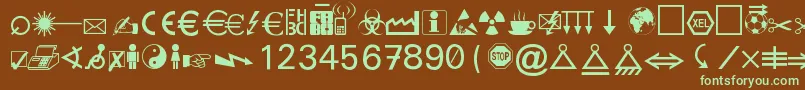 MartinVogelsSymbols-fontti – vihreät fontit ruskealla taustalla