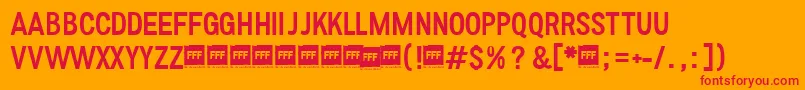FffRegularTrial Font – Red Fonts on Orange Background