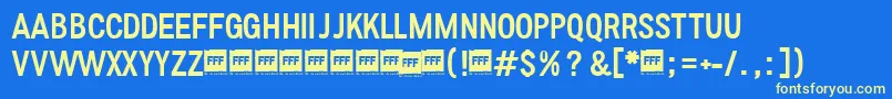 FffRegularTrial Font – Yellow Fonts on Blue Background