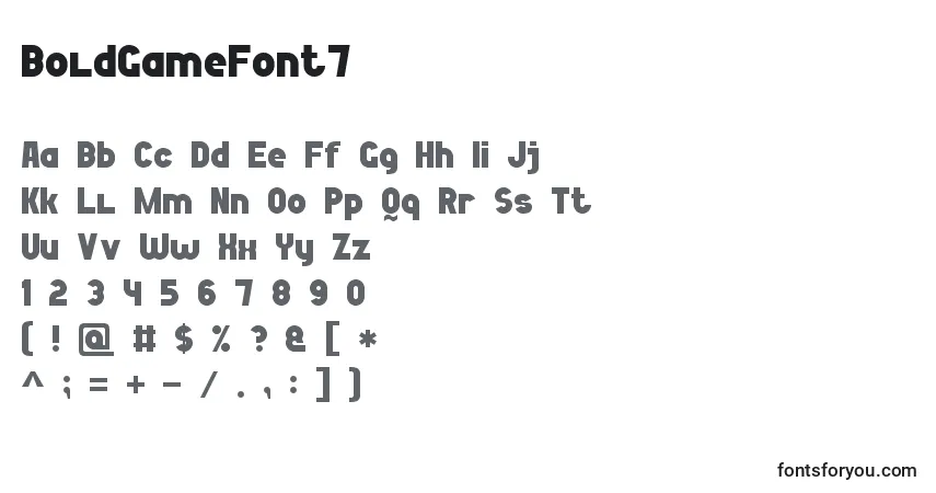 Czcionka BoldGameFont7 – alfabet, cyfry, specjalne znaki