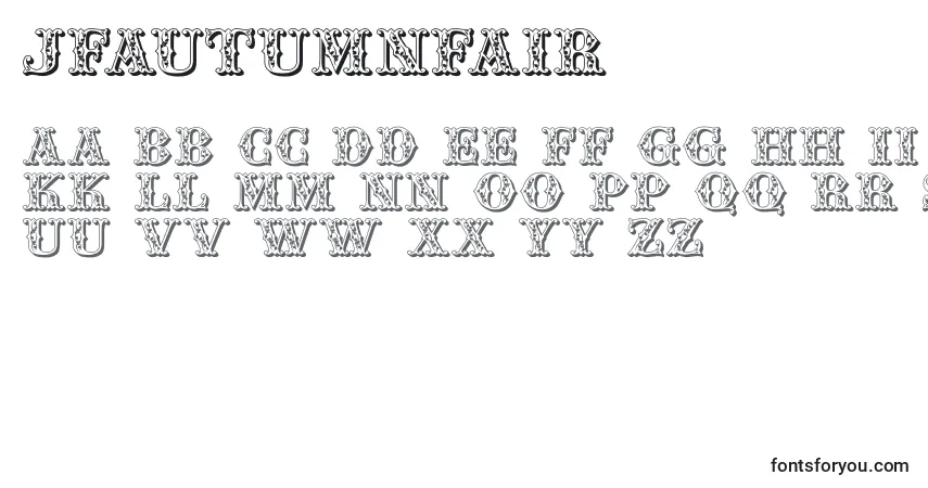 Schriftart Jfautumnfair – Alphabet, Zahlen, spezielle Symbole