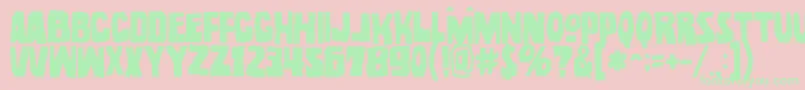 Więcej informacji o czcionce NoelGallagherWithAccentsOpentype Czcionka NoelGallagherWithAccentsOpentype – zielone czcionki na różowym tle