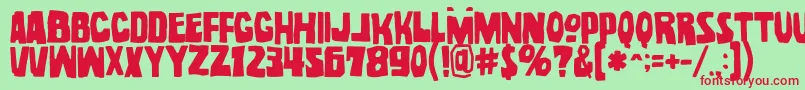 NoelGallagherWithAccentsOpentype Font – Red Fonts on Green Background