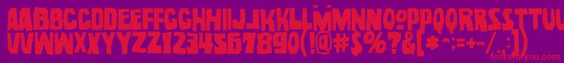 NoelGallagherWithAccentsOpentype-Schriftart – Rote Schriften auf violettem Hintergrund
