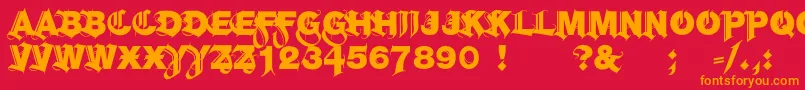 Helbla Font – Orange Fonts on Red Background