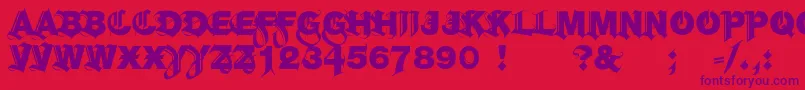 フォントHelbla – 赤い背景に紫のフォント