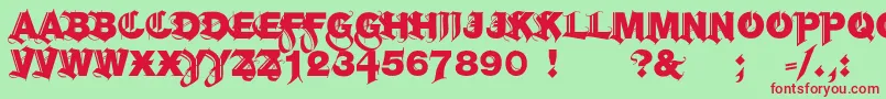 Helbla Font – Red Fonts on Green Background