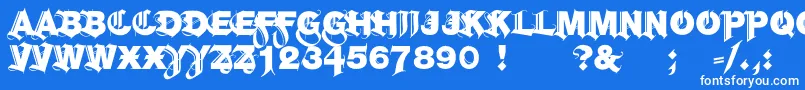 Helbla-Schriftart – Weiße Schriften auf blauem Hintergrund