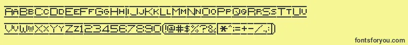 Fonte Pixelflag – fontes pretas em um fundo amarelo
