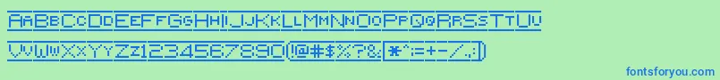 フォントPixelflag – 青い文字は緑の背景です。