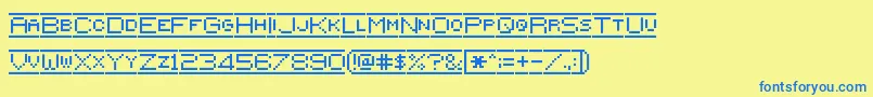 Fonte Pixelflag – fontes azuis em um fundo amarelo