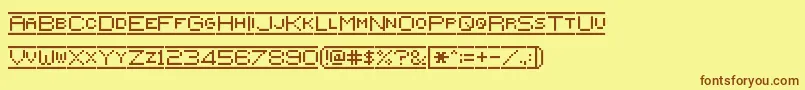 Fonte Pixelflag – fontes marrons em um fundo amarelo