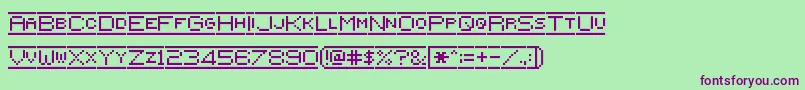 Czcionka Pixelflag – fioletowe czcionki na zielonym tle