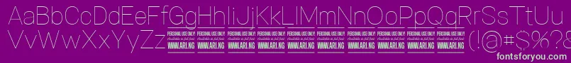 SpecifypersonalNormthin Font – Green Fonts on Purple Background