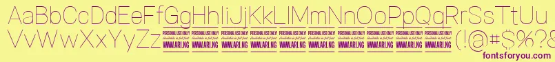 SpecifypersonalNormthin Font – Purple Fonts on Yellow Background