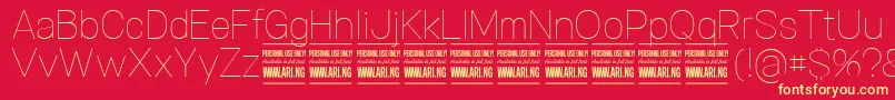 SpecifypersonalNormthin Font – Yellow Fonts on Red Background