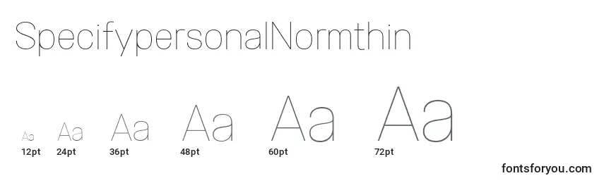 SpecifypersonalNormthin Font Sizes