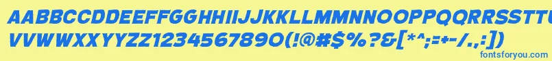 CryptcreepbbHeavyital Font – Blue Fonts on Yellow Background