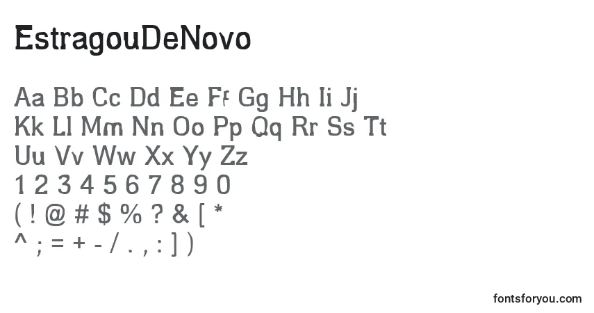 A fonte EstragouDeNovo – alfabeto, números, caracteres especiais