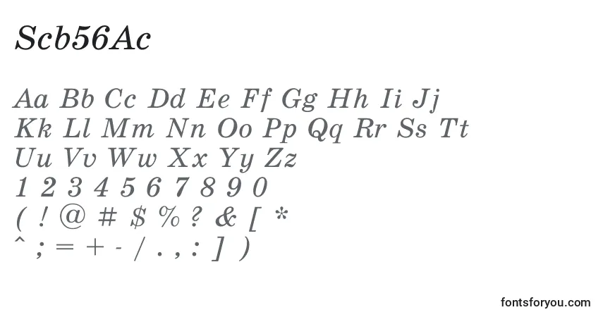 A fonte Scb56Ac – alfabeto, números, caracteres especiais