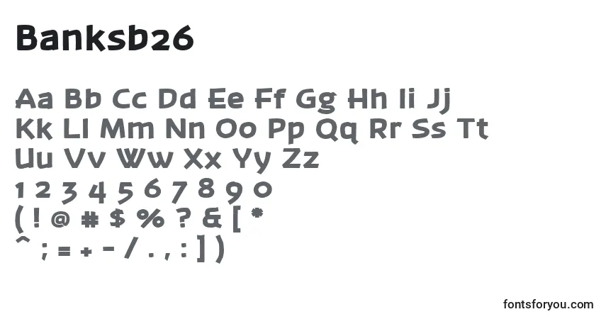 Schriftart Banksb26 – Alphabet, Zahlen, spezielle Symbole