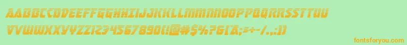フォントMasterbreakergradital – オレンジの文字が緑の背景にあります。