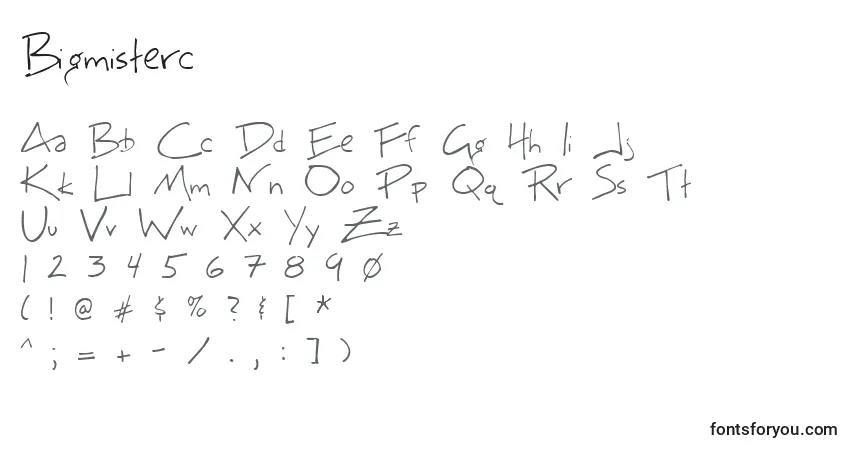 A fonte Bigmisterc – alfabeto, números, caracteres especiais