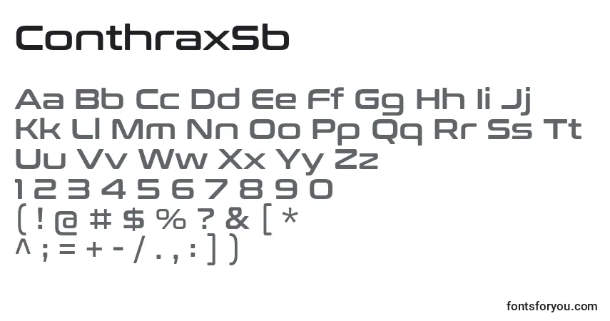 A fonte ConthraxSb – alfabeto, números, caracteres especiais