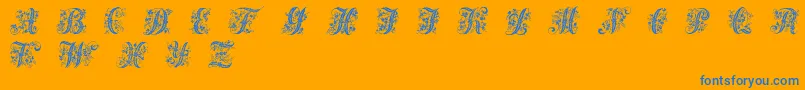 VictorianInitialsOne Font – Blue Fonts on Orange Background