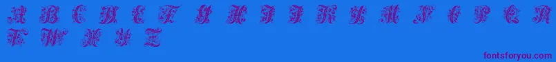 VictorianInitialsOne-Schriftart – Violette Schriften auf blauem Hintergrund