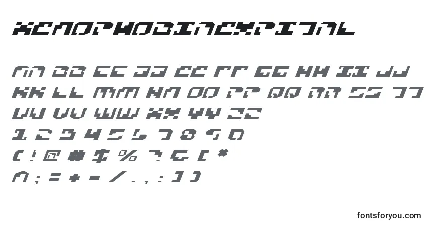 Шрифт XenophobiaExpital – алфавит, цифры, специальные символы