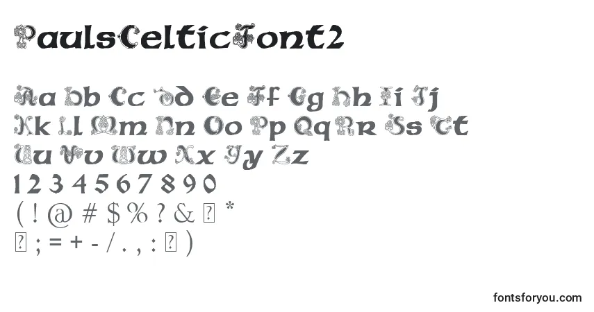 A fonte PaulsCelticFont2 – alfabeto, números, caracteres especiais