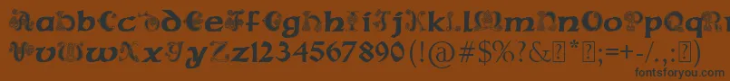 Czcionka PaulsCelticFont2 – czarne czcionki na brązowym tle