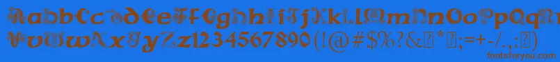 フォントPaulsCelticFont2 – 茶色の文字が青い背景にあります。