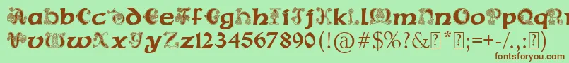 Fonte PaulsCelticFont2 – fontes marrons em um fundo verde