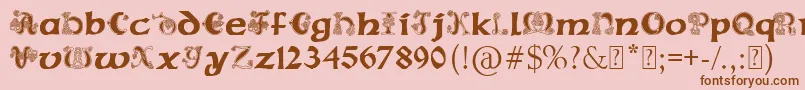 フォントPaulsCelticFont2 – ピンクの背景に茶色のフォント