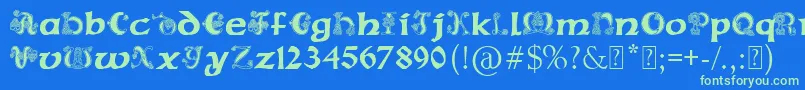 PaulsCelticFont2 Font – Green Fonts on Blue Background