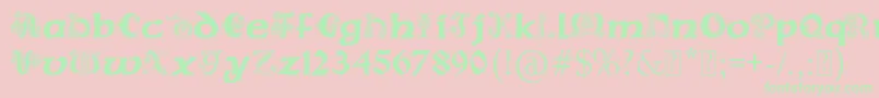 PaulsCelticFont2-Schriftart – Grüne Schriften auf rosa Hintergrund