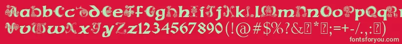 Fonte PaulsCelticFont2 – fontes verdes em um fundo vermelho