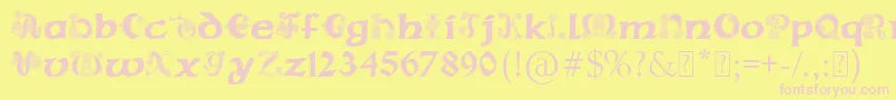 PaulsCelticFont2-Schriftart – Rosa Schriften auf gelbem Hintergrund