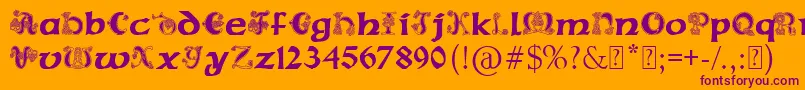 PaulsCelticFont2-fontti – violetit fontit oranssilla taustalla