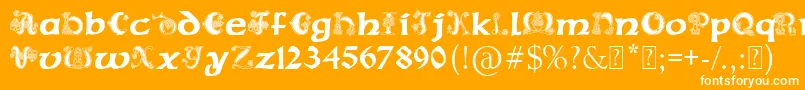 PaulsCelticFont2-fontti – valkoiset fontit oranssilla taustalla