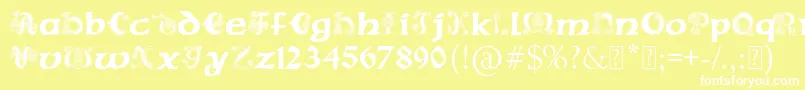 PaulsCelticFont2-Schriftart – Weiße Schriften auf gelbem Hintergrund