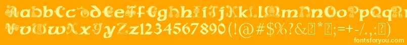 フォントPaulsCelticFont2 – オレンジの背景に黄色の文字