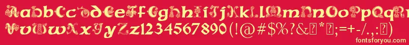 フォントPaulsCelticFont2 – 黄色の文字、赤い背景