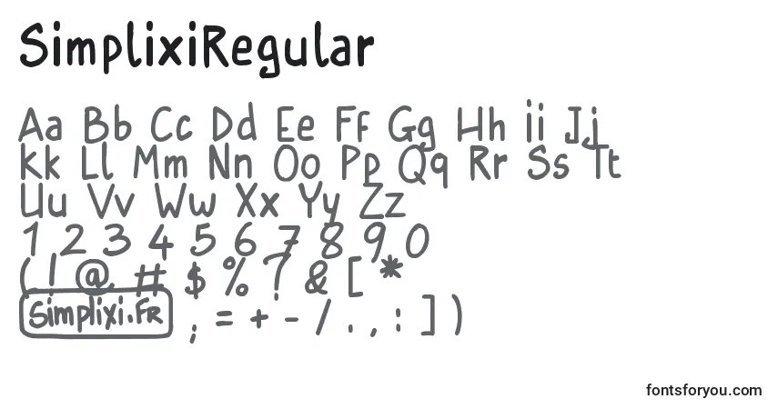 Schriftart SimplixiRegular – Alphabet, Zahlen, spezielle Symbole