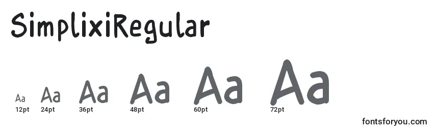 Размеры шрифта SimplixiRegular