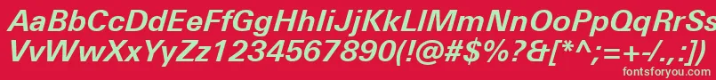 UniversNextProBoldItalic Font – Green Fonts on Red Background